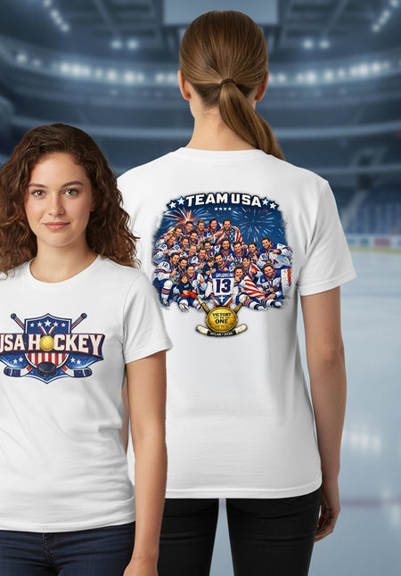 Team USA Hockey T-Shirt | Patriotic Hockey Faith Tee | Veteran-Owned | Liberty & Victory