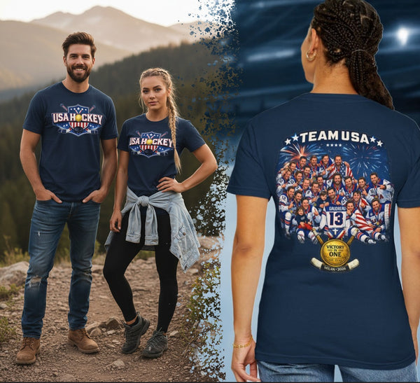 Team USA Hockey T-Shirt | Patriotic Hockey Faith Tee | Veteran-Owned | Liberty & Victory