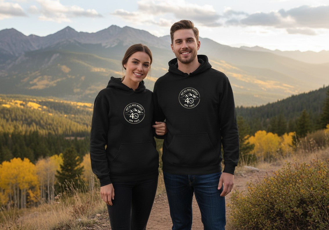 Christian Hoodie | Not All Who Wander Are Lost | Matthew 4 Wilderness Design | Liberty & Victory