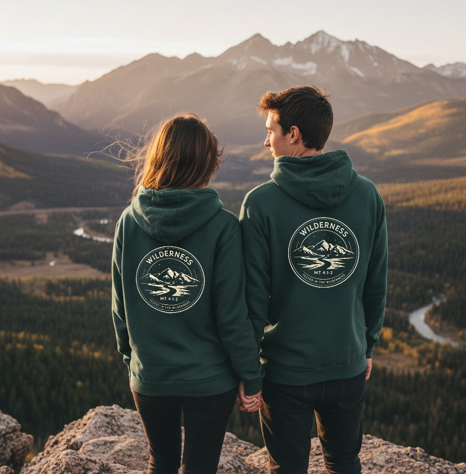 Christian Hoodie | Not All Who Wander Are Lost | Matthew 4 Wilderness Design | Liberty & Victory