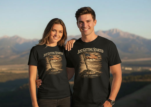 America 250 T-Shirt | Just Getting Started 1776 | Patriotic Christian Apparel | Liberty & Victory