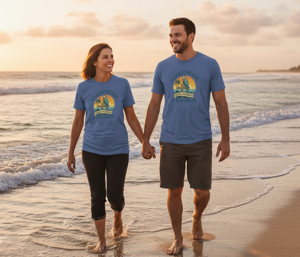 Christian Coastal T-Shirt | Parrotheads Grace in Sandals & Parables Vintage Triblend Tee | Liberty & Victory
