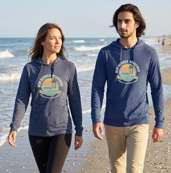 Christian Coastal Hoodie | Rum Runner Redeemed Front Design Eco-Blend Long-Sleeve Pullover | Salt & Salvation | Liberty & Victory