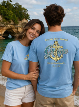 Coastal Faith | Grace Leads You Home — Coastal Christian Faith T-Shirt | Veteran-Owned Small Business | Liberty & Victory Co.
