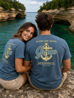 Coastal Faith | Grace Leads You Home — Coastal Christian Faith T-Shirt | Veteran-Owned Small Business | Liberty & Victory Co.