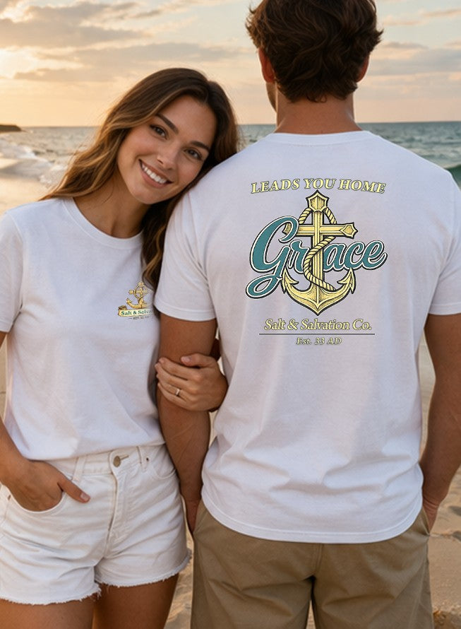 Coastal Faith | Grace Leads You Home — Coastal Christian Faith T-Shirt | Veteran-Owned Small Business | Liberty & Victory Co.