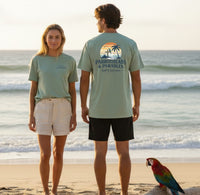 Christian Beach T-Shirt | Salt & Salvation Parrotheads Retro Palm Sunset Garment-Dyed Tee | Liberty & Victory