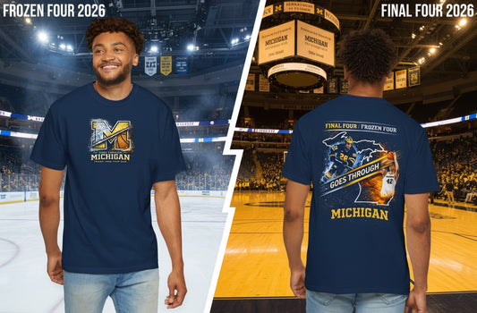 Michigan Wolverines T-Shirt | Final Four & Frozen Four Champion Goes Through Garment-Dyed Tee | Victory-One | Liberty & Victory