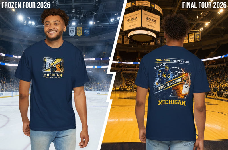 Michigan Wolverines T-Shirt | Final Four & Frozen Four Champion Goes Through Garment-Dyed Tee | Victory-One | Liberty & Victory
