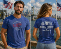 Patriotic Faith T-Shirt | Deo Servio Rejected Stamp Ultra-Premium Tri-Blend Tee | Liberty-In-One | Liberty & Victory