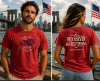 Patriotic Faith T-Shirt | Deo Servio Rejected Stamp Garment-Dyed Tee | Liberty-In-One | Liberty & Victory