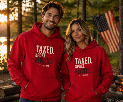 Patriotic Hoodie | Taxed. Spoke. Revolted. 1776 Founders Line | Liberty-In-One | Liberty & Victory
