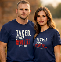 Patriotic History T-Shirt | Taxed. Spoke. Revolted. 1776 Founders Line | Liberty-In-One | Liberty & Victory