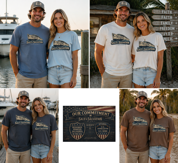 Christian Faith T-Shirt | No Luck Salt & Salvation Everyday Essentials | Salt & Salvation | Liberty & Victory