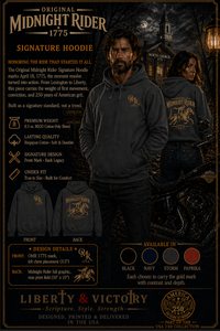 Christian Patriotic Hoodie | Midnight Rider 1775 Signature Line | Liberty-In-One | Liberty & Victory