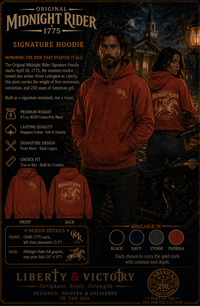 Christian Patriotic Hoodie | Midnight Rider 1775 Signature Line | Liberty-In-One | Liberty & Victory