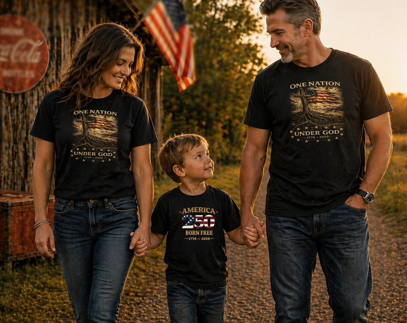 America 250 T-Shirt | One Nation Under God 1776-2026 | Patriotic Christian Apparel | Liberty & Victory