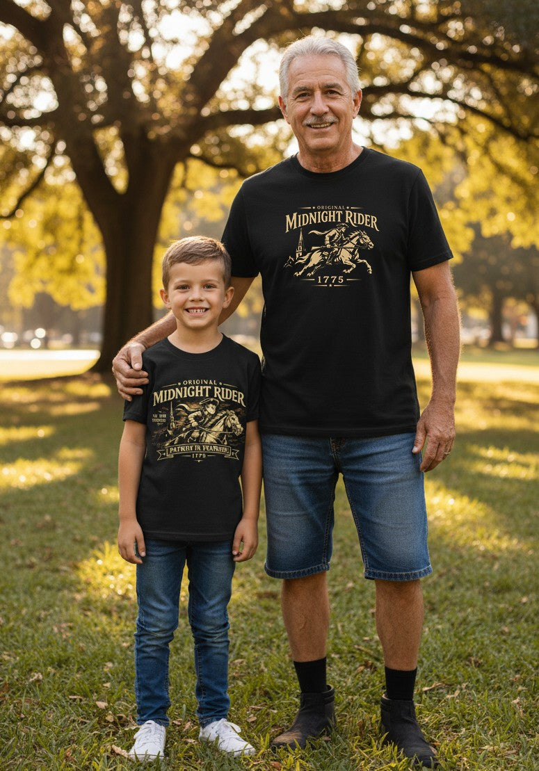 Kids Patriotic T-Shirt | Original Midnight Rider Patriot in Training Essentials | Liberty-In-One | Liberty & Victory