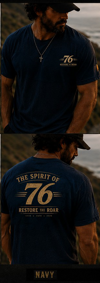 Christian Patriotic T-Shirt | Spirit of '76 Restore the Roar 1776–2026 Signature | Liberty-In-One | Liberty & Victory