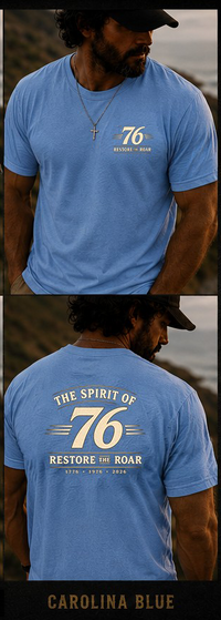 Christian Patriotic T-Shirt | Spirit of '76 Restore the Roar 1776–2026 Signature | Liberty-In-One | Liberty & Victory