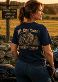 Patriotic Christian T-Shirt | We Ride Tonight Everyday Essentials Original Midnight Rider 1776–2026 | Liberty & Victory Co.