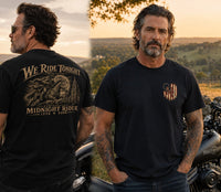 Patriotic Christian T-Shirt | We Ride Tonight Everyday Essentials Original Midnight Rider 1776–2026 | Liberty & Victory Co.
