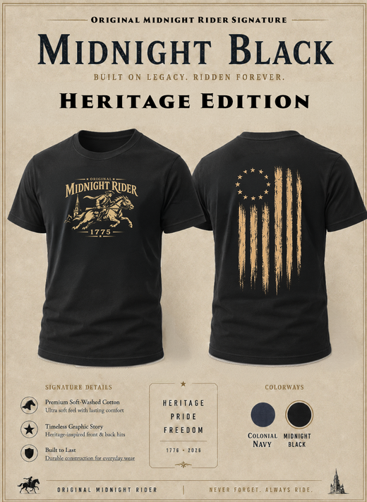 Patriotic Christian T-Shirt | Signature Line Original Midnight Rider Heritage Edition | Liberty & Victory Co.