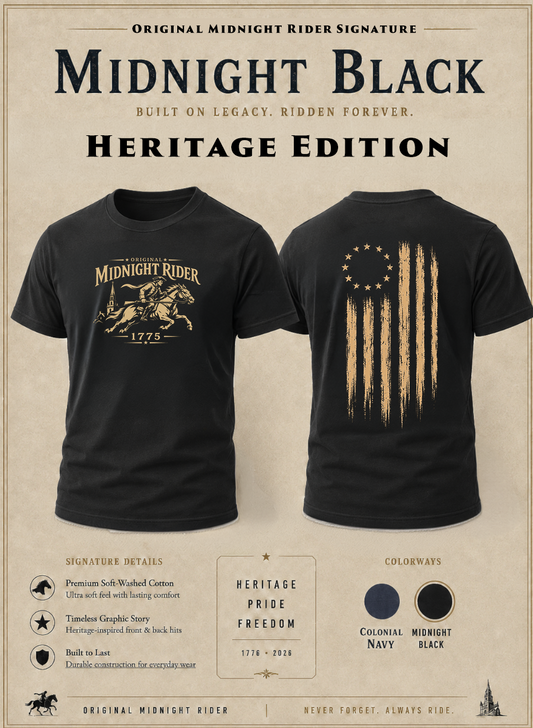 Patriotic Christian T-Shirt | Signature Line Original Midnight Rider Heritage Edition | Liberty & Victory Co.