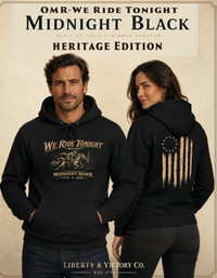 Christian Patriotic Hoodie | We Ride Tonight Signature Line Midnight Rider Heritage Edition | Liberty & Victory Co.