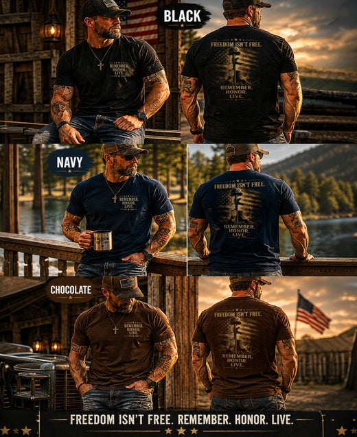 Patriotic Veteran T-Shirt | Freedom Isn't Free | Memorial Tribute Tee | Liberty & Victory Co.
