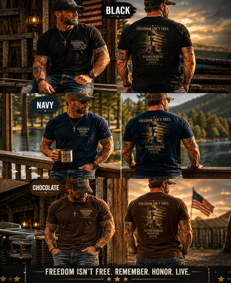 Patriotic Veteran T-Shirt | Freedom Isn't Free | Memorial Tribute Tee | Liberty & Victory Co.