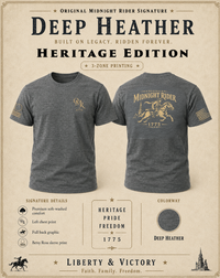 Patriotic T-Shirt | Midnight Rider Paul Revere 1775 Heritage Design | Veteran-Owned | Liberty & Victory Co.