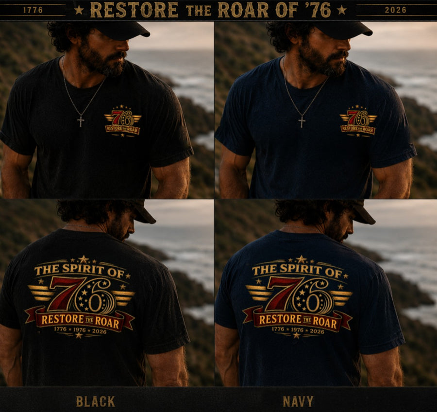 Christian Patriotic T-Shirt | Spirit of '76 Restore the Roar 1776–2026 Signature | Liberty-In-One | Liberty & Victory