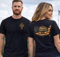 Christian Patriotic T-Shirt | One Nation Under... & Family Freedom Faith Crossover | Liberty-In-One | Liberty & Victory