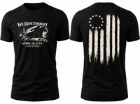 Patriotic T-Shirt | We Ride Tonight 1776–2026 OMR American Flag Design | Veteran-Owned | Liberty & Victory Co.
