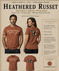 Patriotic T-Shirt | We Ride Tonight OMR Eagle Vintage American Flag Triblend Tee | Veteran-Owned | Liberty & Victory Co.