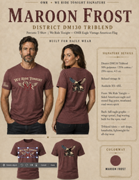 Patriotic T-Shirt | We Ride Tonight OMR Eagle Vintage American Flag Triblend Tee | Veteran-Owned | Liberty & Victory Co.