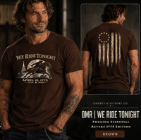 We Ride Tonight Tee — Essential Revere April 18, 1775 Edition w/ Battle Flag