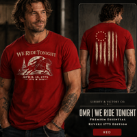 We Ride Tonight Tee — Essential Revere April 18, 1775 Edition w/ Battle Flag