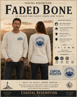 Coastal Faith Long Sleeve T-Shirt | Coastal Redemption 7 Mile Bridge Faded Heavy Long Sleeve | Veteran-Owned | Liberty & Victory Co.