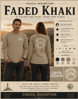 Coastal Faith Long Sleeve T-Shirt | Coastal Redemption 7 Mile Bridge Faded Heavy Long Sleeve | Veteran-Owned | Liberty & Victory Co.