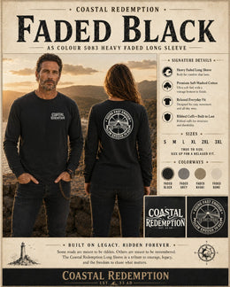 Coastal Faith Long Sleeve T-Shirt | Coastal Redemption 7 Mile Bridge Faded Heavy Long Sleeve | Veteran-Owned | Liberty & Victory Co.