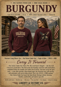 Patriotic Long Sleeve Tee | One Nation Under God Eagle & Rider | ONUG × OMR | Veteran-Owned | Liberty & Victory Co.