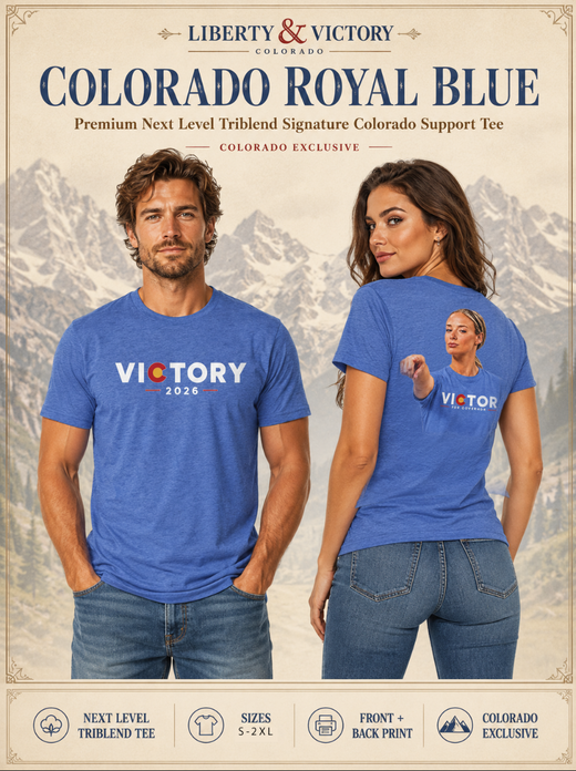 Victory 2026 T-Shirt | Signature Supporter Tee Colorado Triblend Royal Blue | Next Level Triblend | Front + Back Print