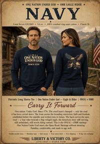 Patriotic Long Sleeve Tee | One Nation Under God Eagle & Rider | ONUG × OMR | Veteran-Owned | Liberty & Victory Co.