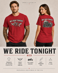 Patriotic T-Shirt | We Ride Tonight | Revere MC | OMR Winged Emblem | 1776–2026 | Liberty-In-One | Signature Line | Veteran-Owned | Liberty & Victory Co.