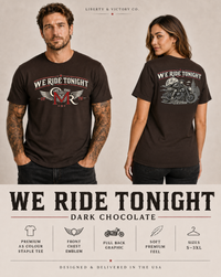 Patriotic T-Shirt | We Ride Tonight | Revere MC | OMR Winged Emblem | 1776–2026 | Liberty-In-One | Signature Line | Veteran-Owned | Liberty & Victory Co.