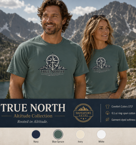 Christian | True North — T-Shirt Altitude Apparel × Est. 33 AD | Mountain Faith Compass Design | Veteran-Owned Small Business | Liberty & Victory Co.