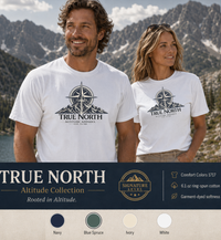 Christian | True North — T-Shirt Altitude Apparel × Est. 33 AD | Mountain Faith Compass Design | Veteran-Owned Small Business | Liberty & Victory Co.