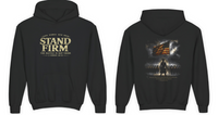 Christian | Stand Firm — Non Nobis Sed Deo Youth Hoodie Front + Back | Veteran-Owned Small Business | Liberty & Victory Co.